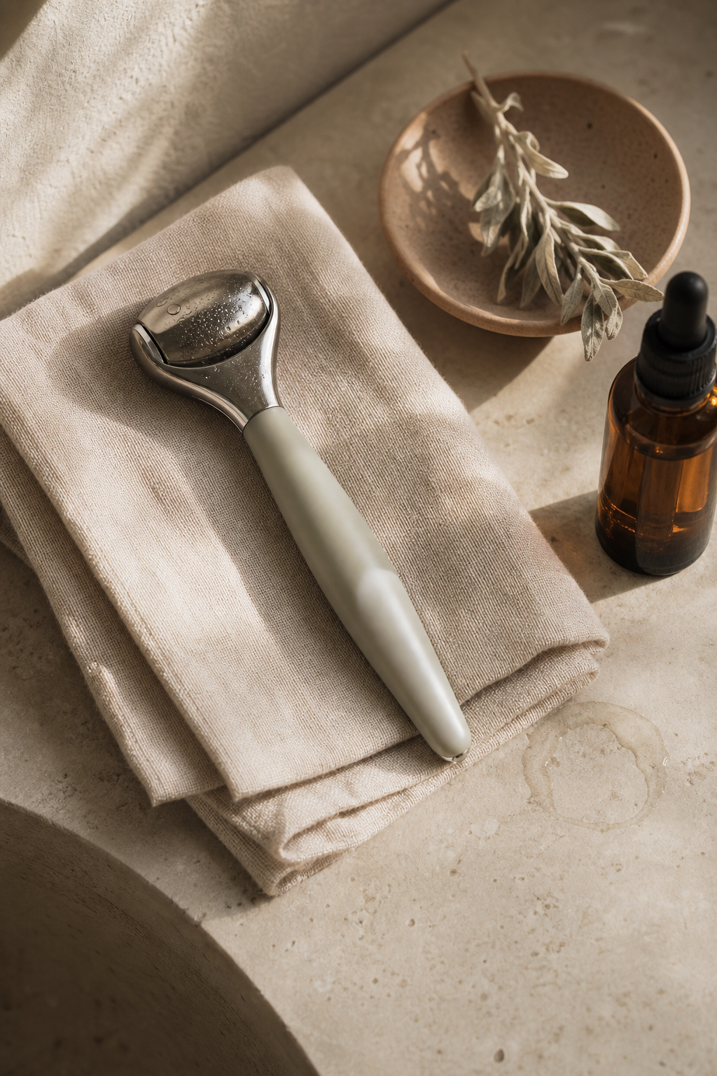 The Cryo Facial Roller — in use